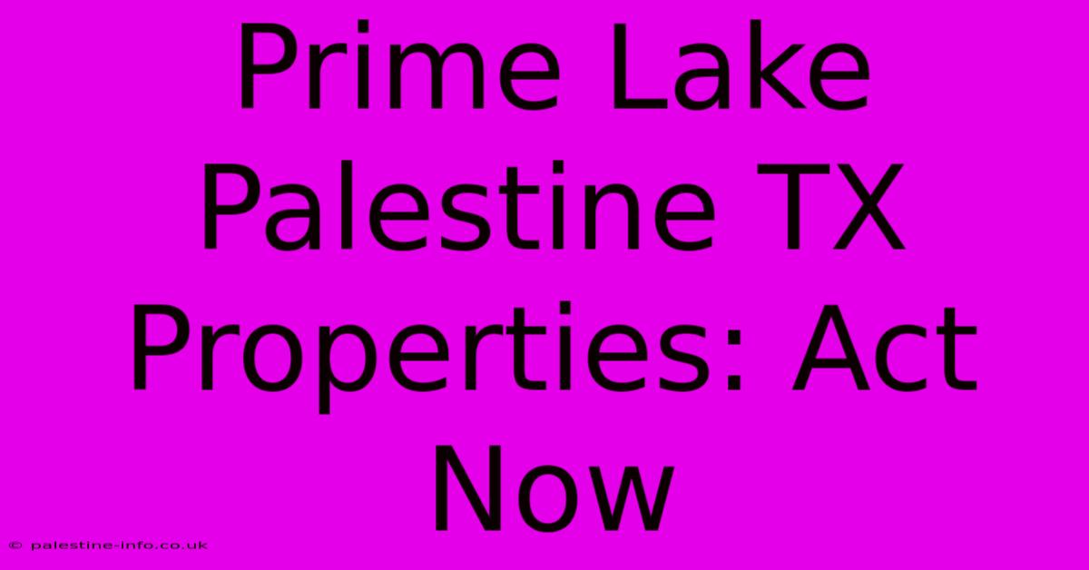 Prime Lake Palestine TX Properties: Act Now