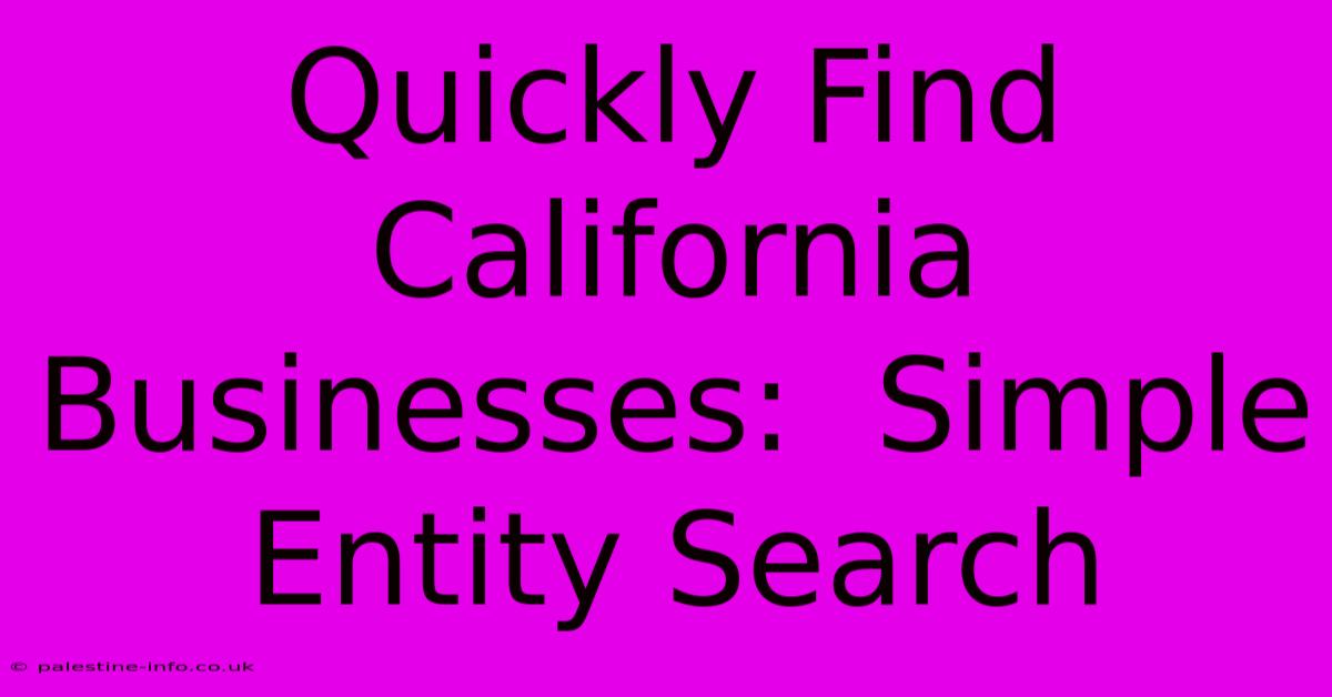 Quickly Find California Businesses:  Simple Entity Search