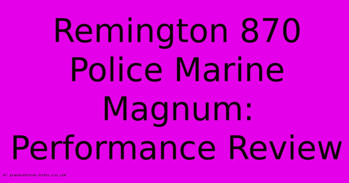 Remington 870 Police Marine Magnum:  Performance Review