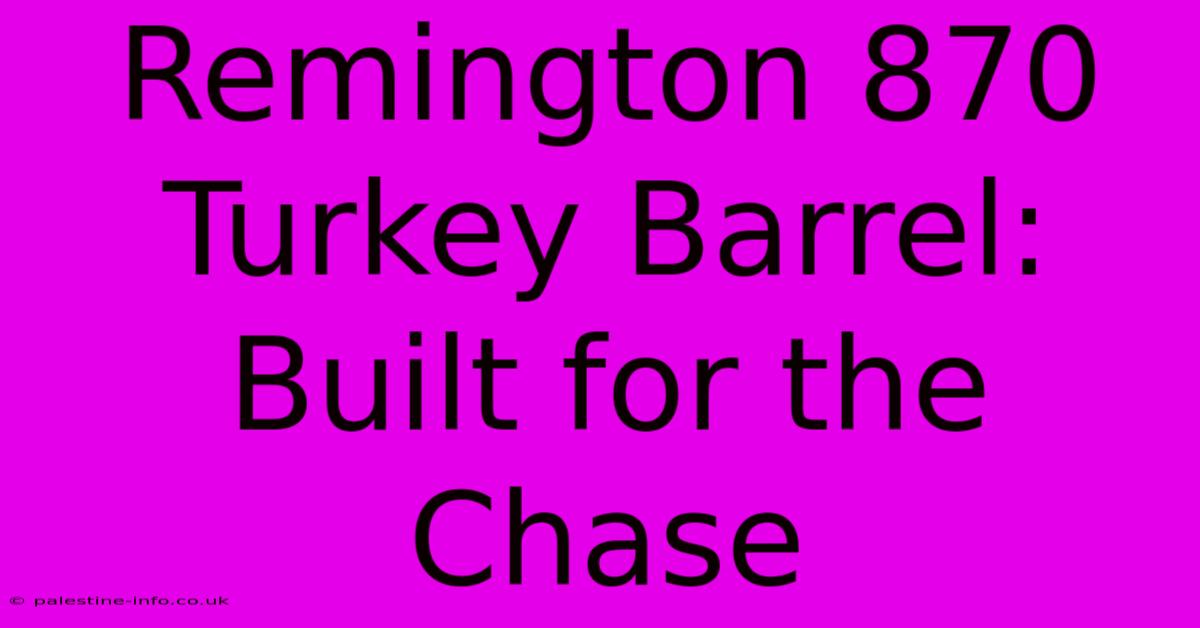 Remington 870 Turkey Barrel: Built For The Chase