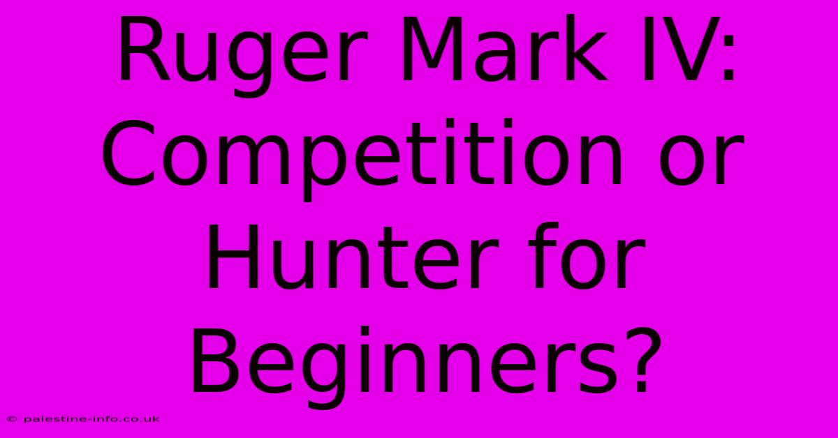 Ruger Mark IV: Competition Or Hunter For Beginners?