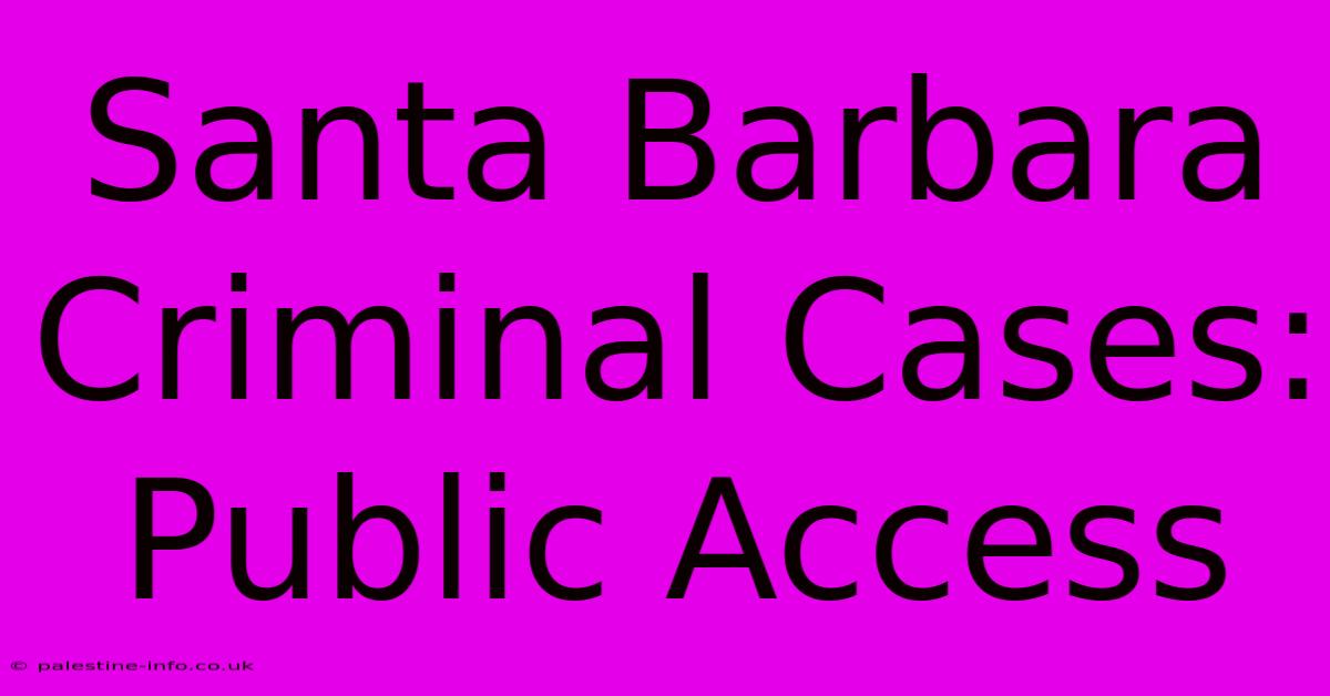 Santa Barbara Criminal Cases: Public Access