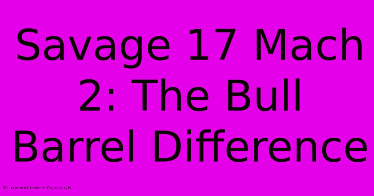 Savage 17 Mach 2: The Bull Barrel Difference