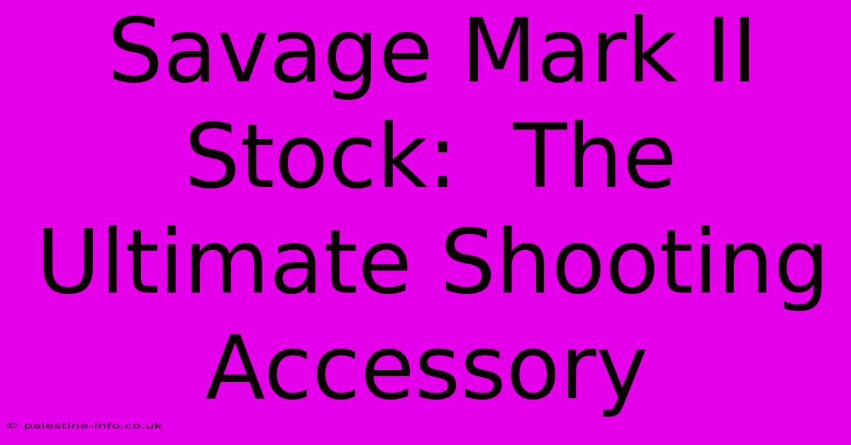 Savage Mark II Stock:  The Ultimate Shooting Accessory