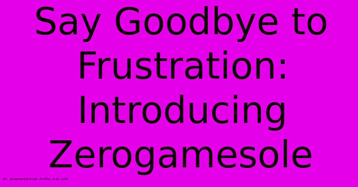 Say Goodbye To Frustration: Introducing Zerogamesole