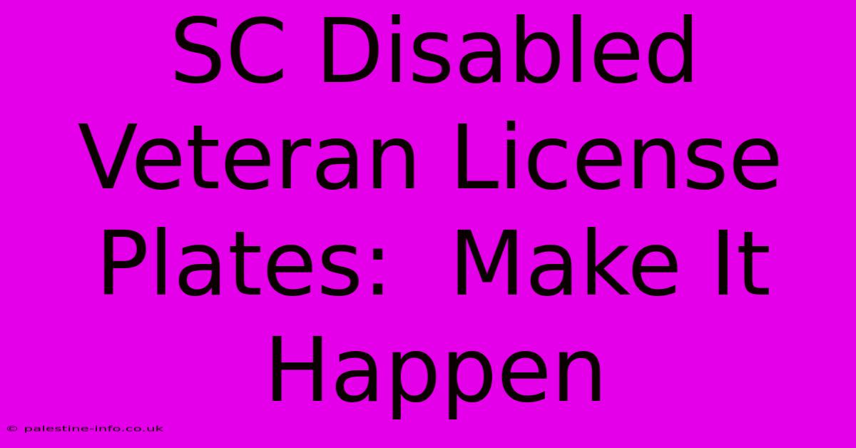 SC Disabled Veteran License Plates:  Make It Happen