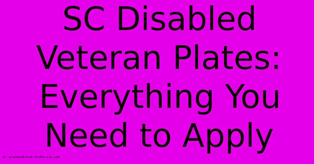 SC Disabled Veteran Plates:  Everything You Need To Apply