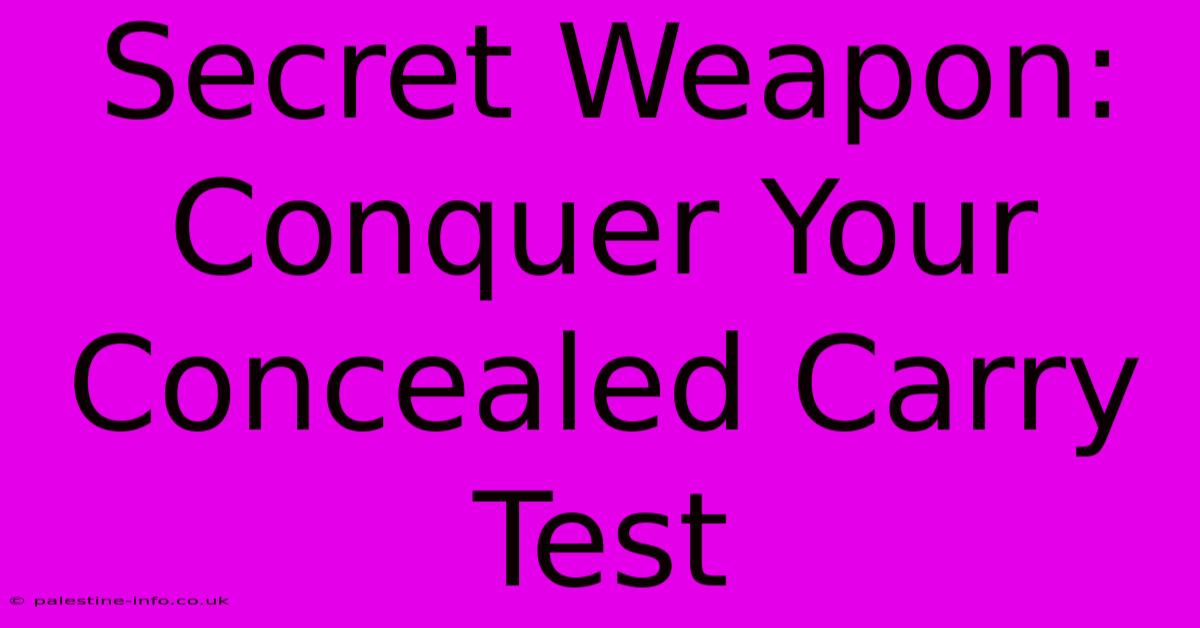 Secret Weapon: Conquer Your Concealed Carry Test