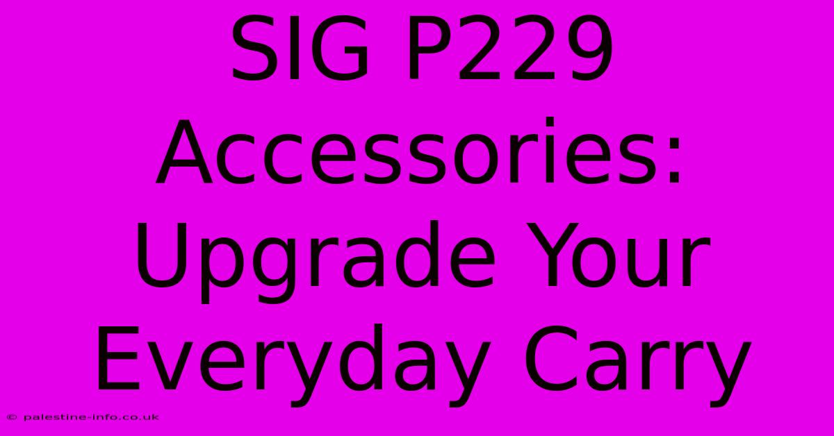 SIG P229 Accessories:  Upgrade Your Everyday Carry