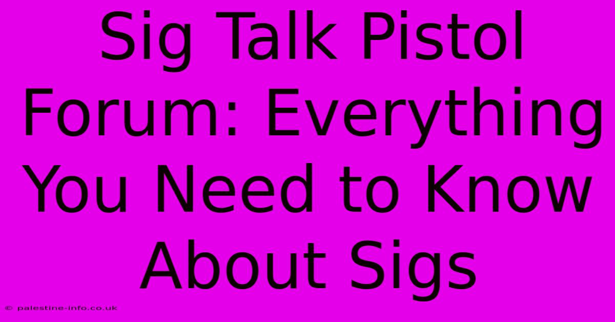 Sig Talk Pistol Forum: Everything You Need To Know About Sigs