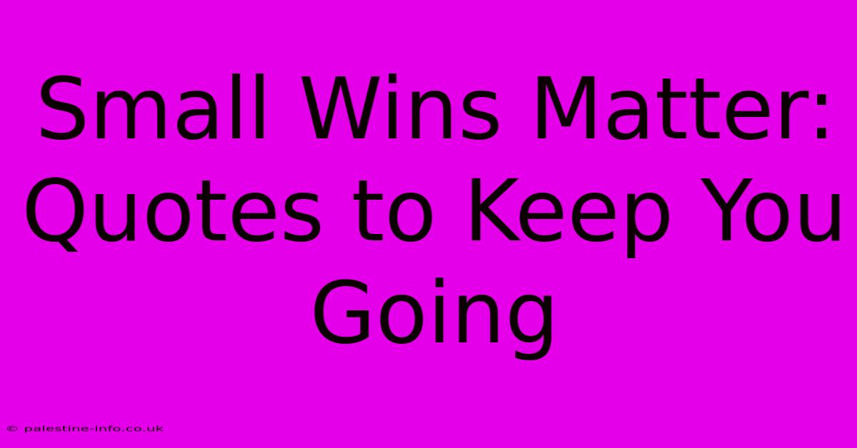 Small Wins Matter:  Quotes To Keep You Going