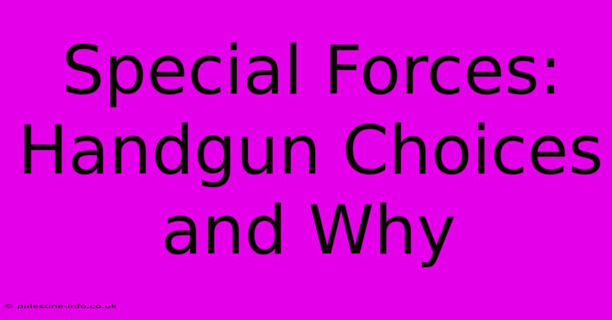 Special Forces: Handgun Choices And Why