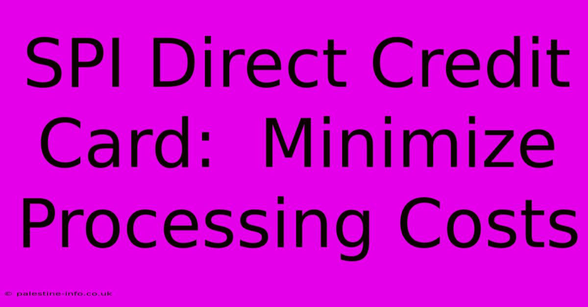 SPI Direct Credit Card:  Minimize Processing Costs