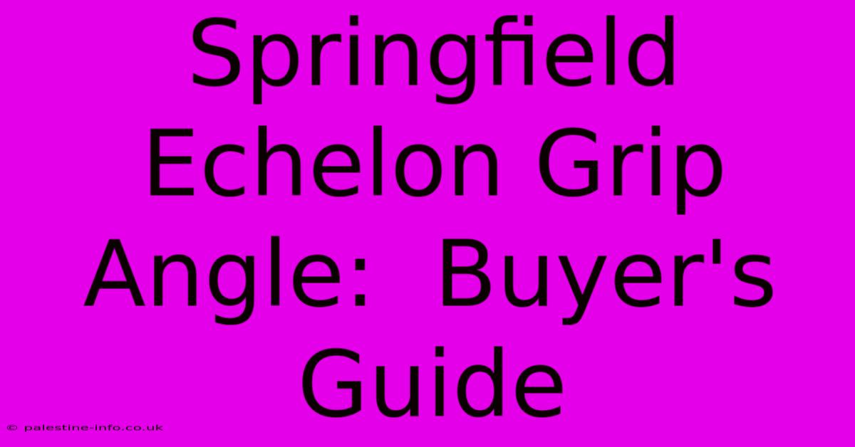 Springfield Echelon Grip Angle:  Buyer's Guide