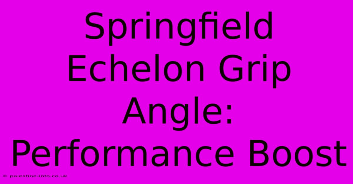 Springfield Echelon Grip Angle:  Performance Boost