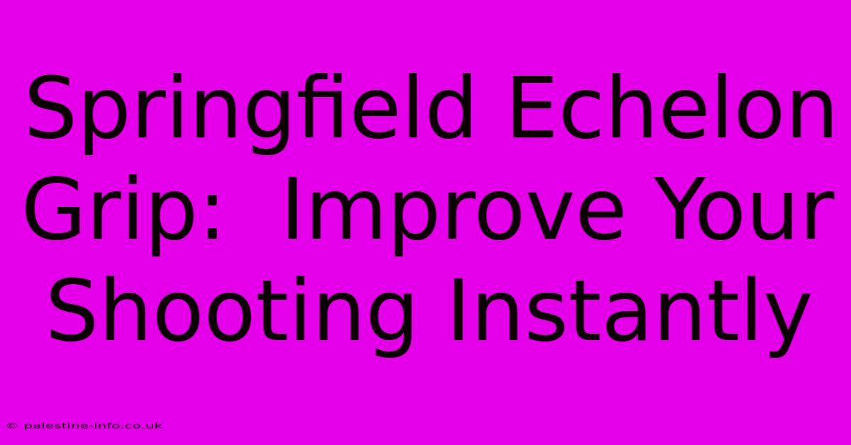 Springfield Echelon Grip:  Improve Your Shooting Instantly