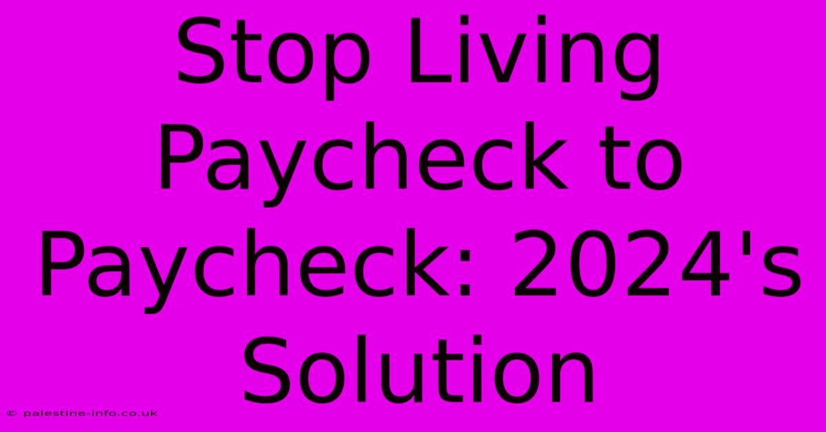 Stop Living Paycheck To Paycheck: 2024's Solution