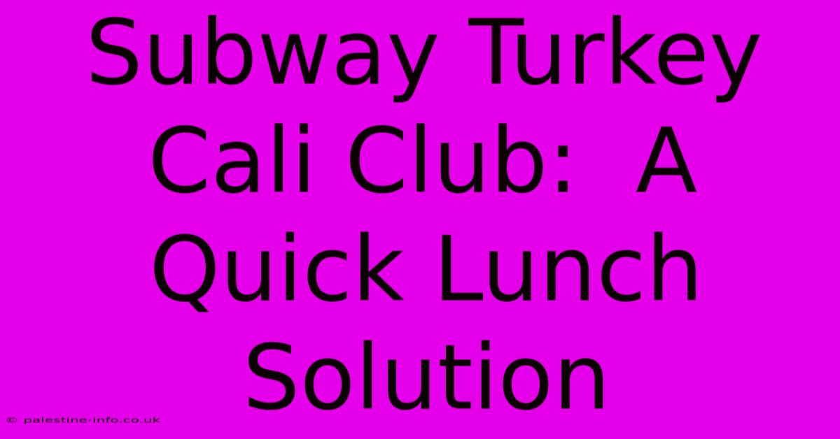 Subway Turkey Cali Club:  A Quick Lunch Solution