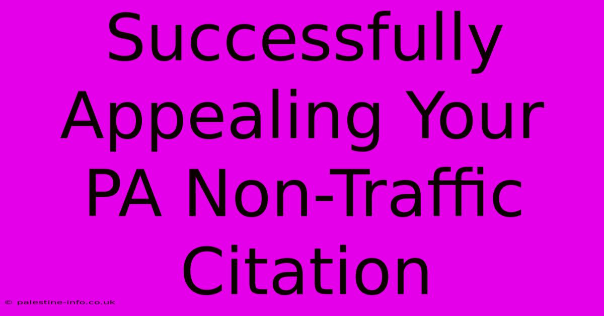 Successfully Appealing Your PA Non-Traffic Citation