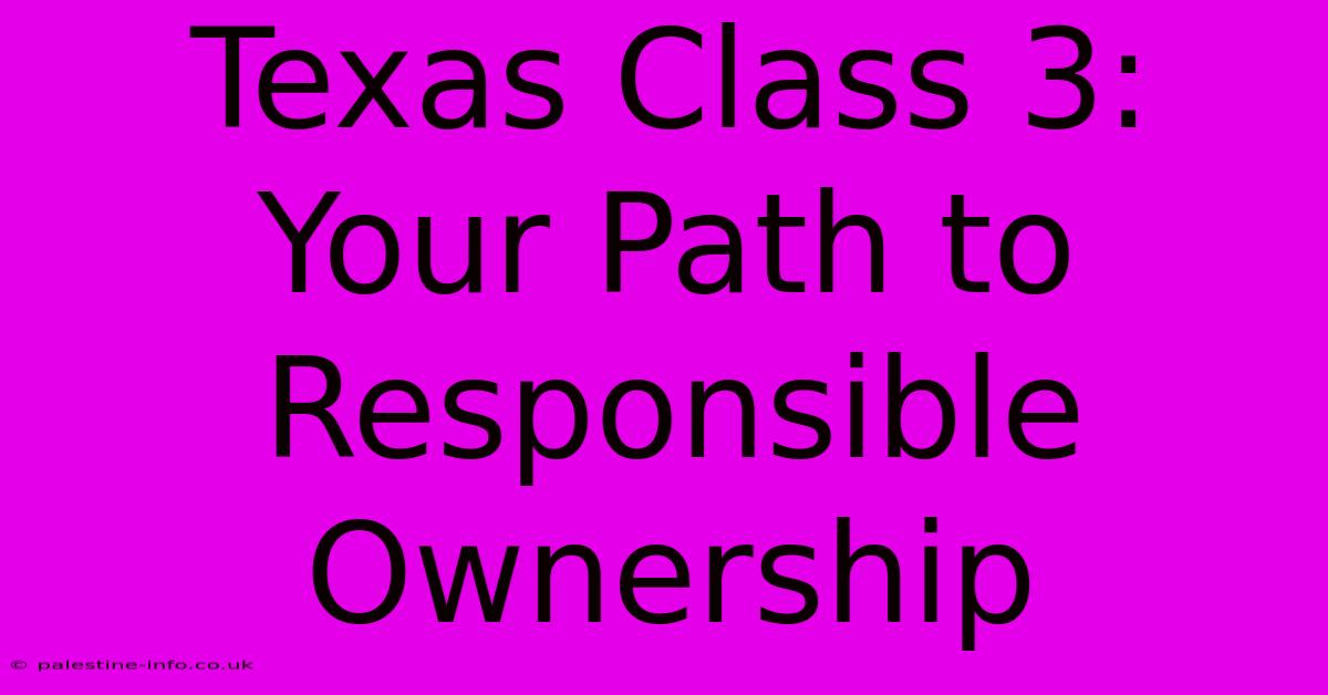 Texas Class 3:  Your Path To Responsible Ownership