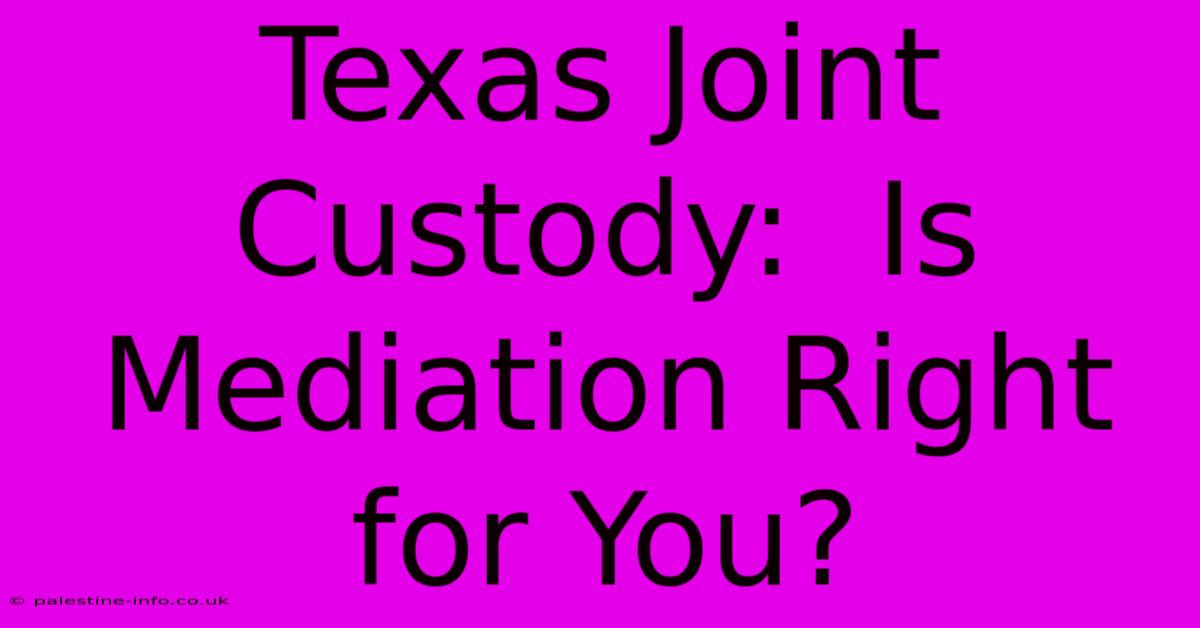 Texas Joint Custody:  Is Mediation Right For You?