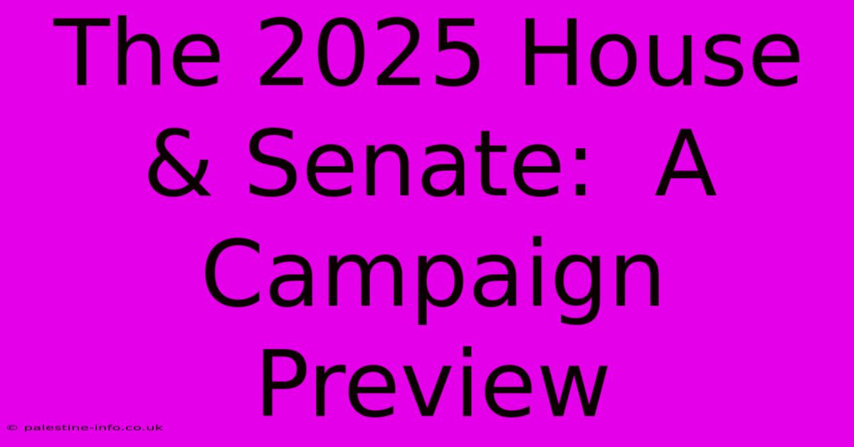 The 2025 House & Senate:  A Campaign Preview