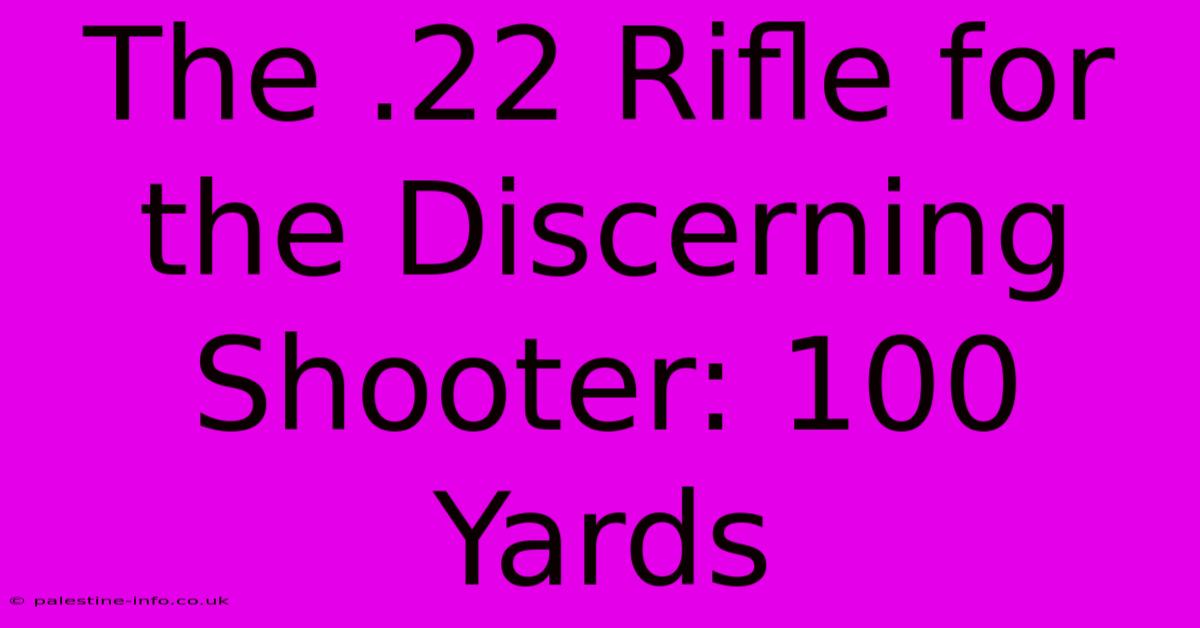 The .22 Rifle For The Discerning Shooter: 100 Yards