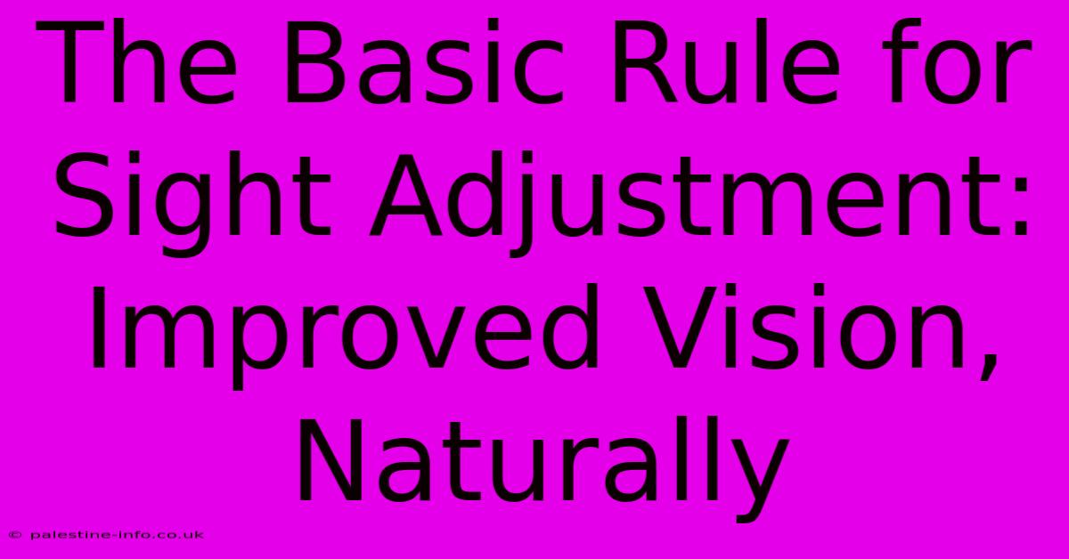 The Basic Rule For Sight Adjustment: Improved Vision, Naturally