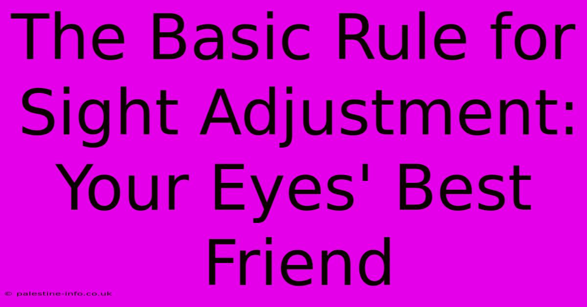 The Basic Rule For Sight Adjustment: Your Eyes' Best Friend