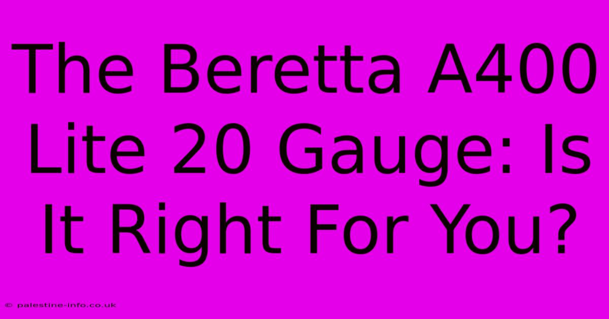 The Beretta A400 Lite 20 Gauge: Is It Right For You?