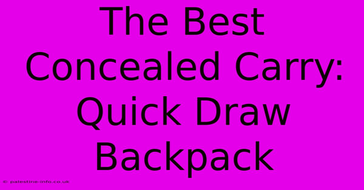 The Best Concealed Carry: Quick Draw Backpack