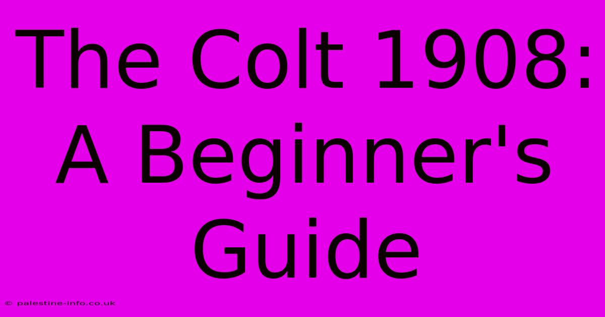 The Colt 1908:  A Beginner's Guide