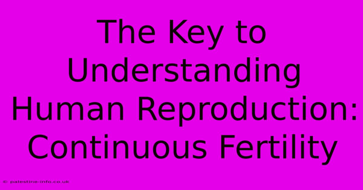 The Key To Understanding Human Reproduction: Continuous Fertility