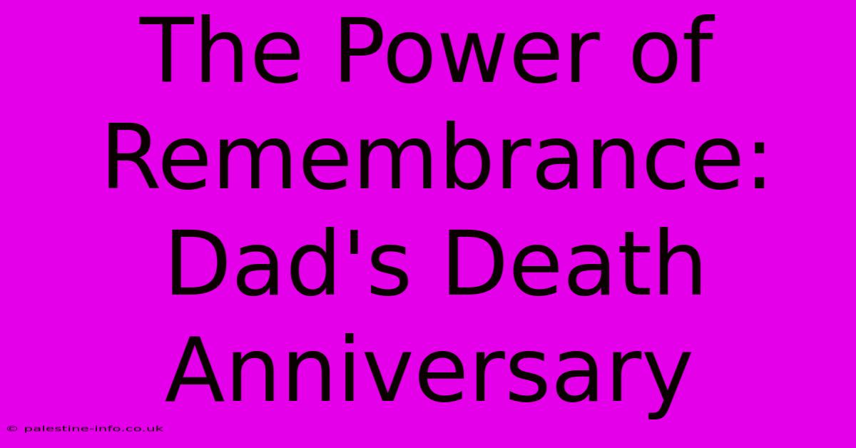 The Power Of Remembrance: Dad's Death Anniversary