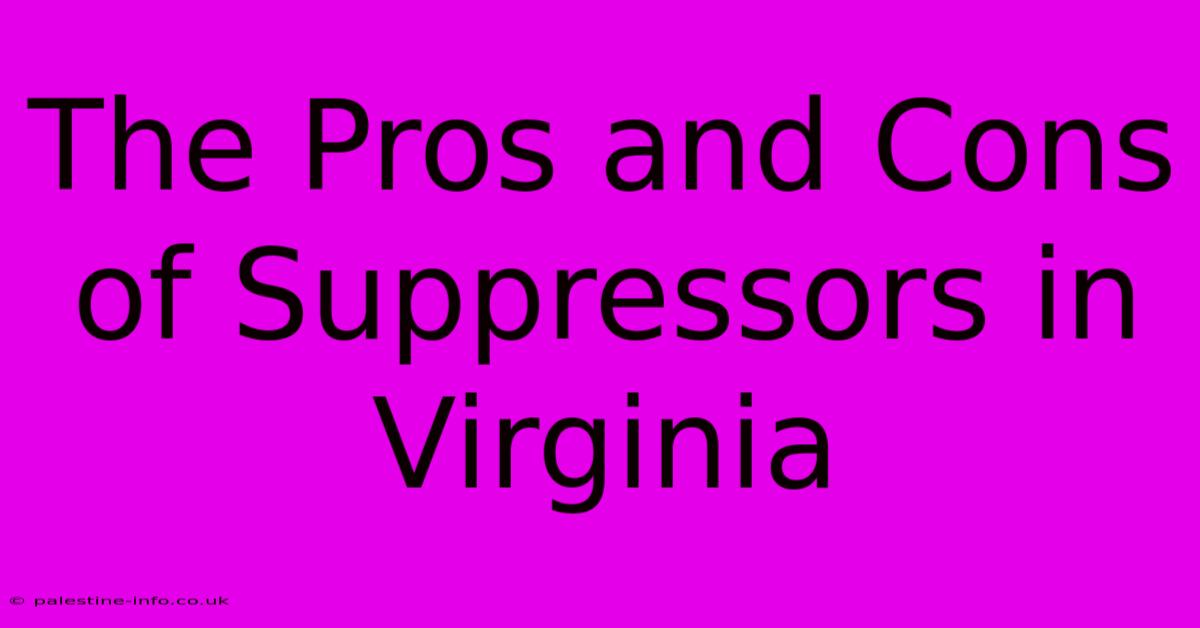 The Pros And Cons Of Suppressors In Virginia