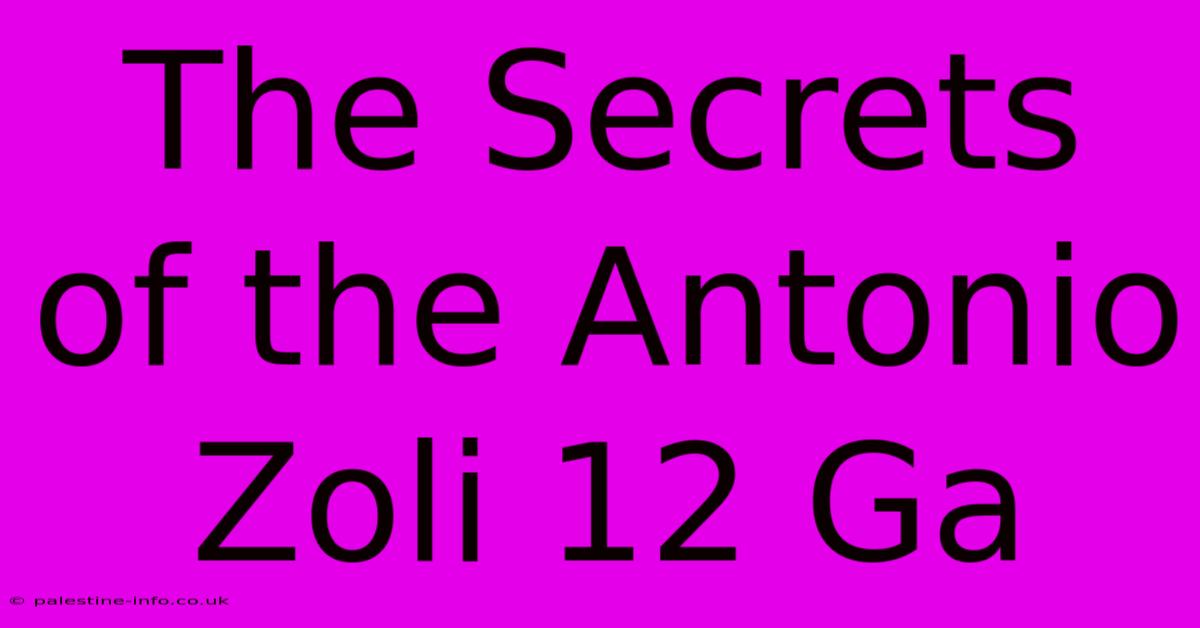 The Secrets Of The Antonio Zoli 12 Ga