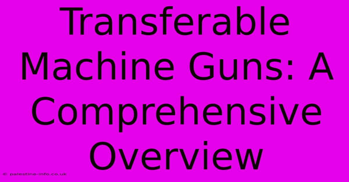 Transferable Machine Guns: A Comprehensive Overview