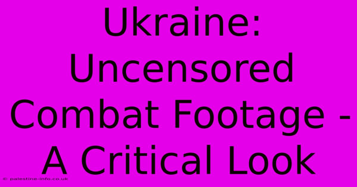 Ukraine: Uncensored Combat Footage -  A Critical Look