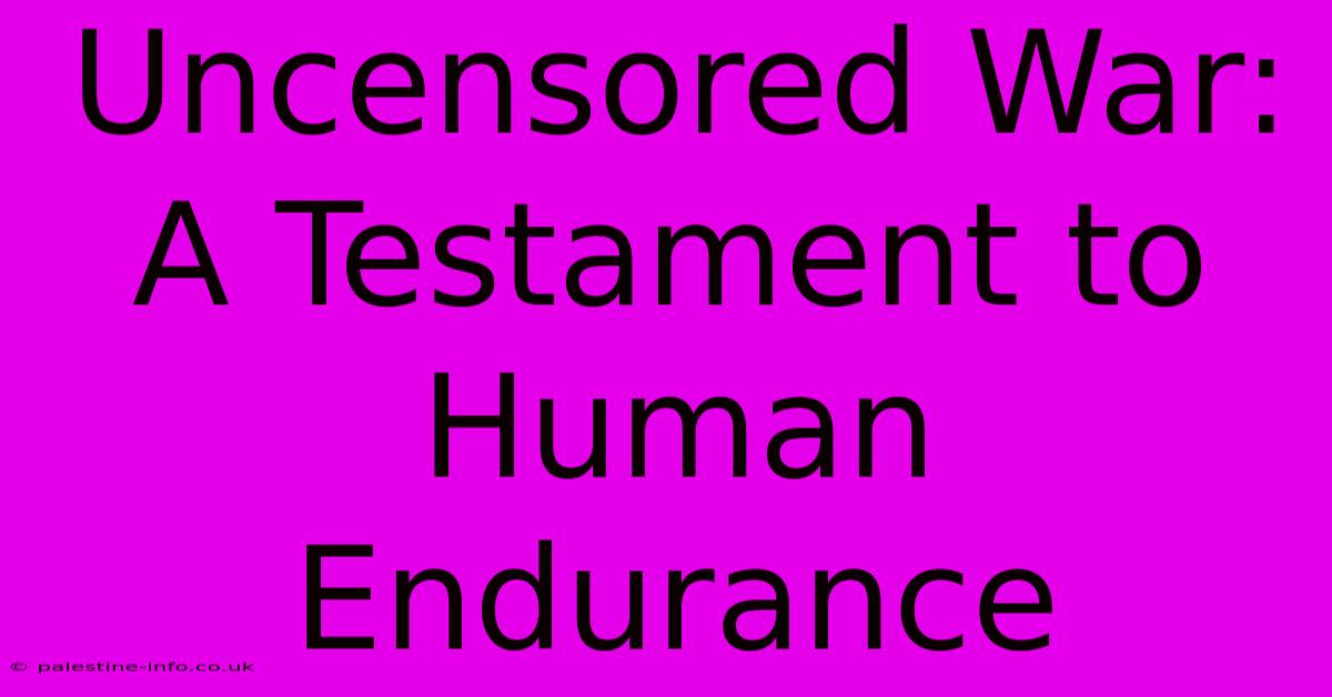 Uncensored War:  A Testament To Human Endurance