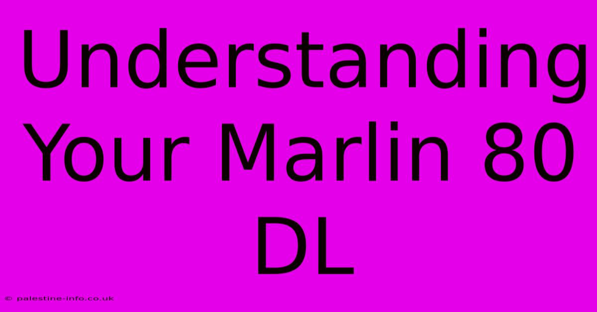 Understanding Your Marlin 80 DL