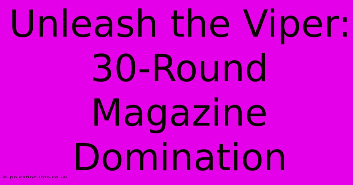 Unleash The Viper: 30-Round Magazine Domination