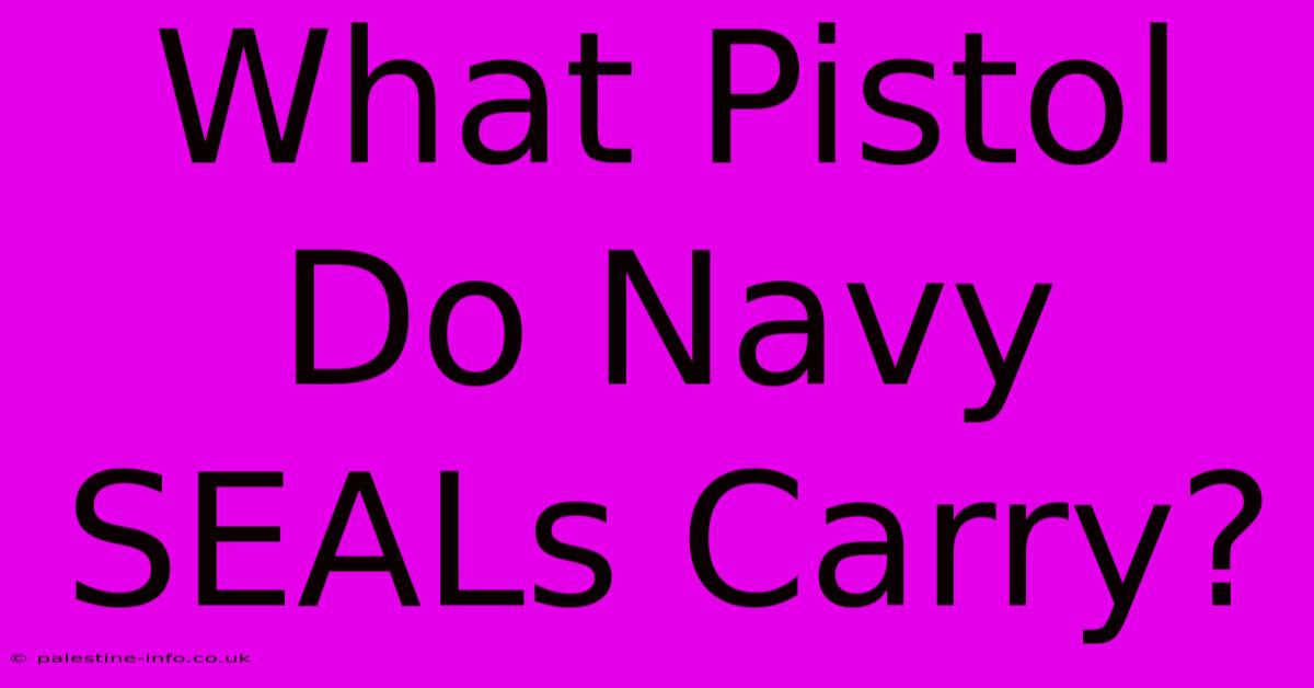 What Pistol Do Navy SEALs Carry?