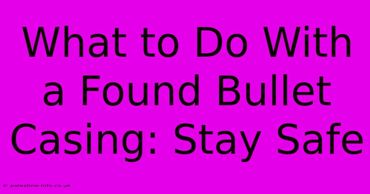 What To Do With A Found Bullet Casing: Stay Safe