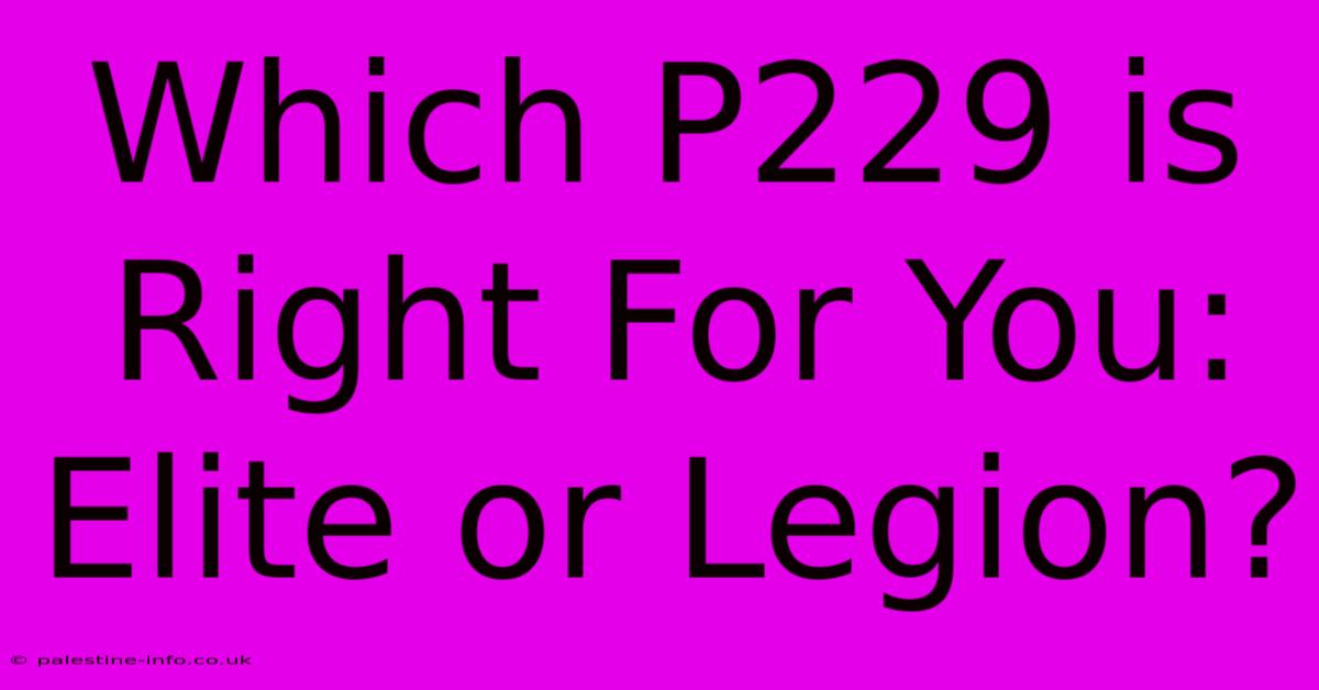 Which P229 Is Right For You: Elite Or Legion?