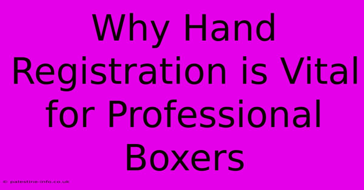 Why Hand Registration Is Vital For Professional Boxers