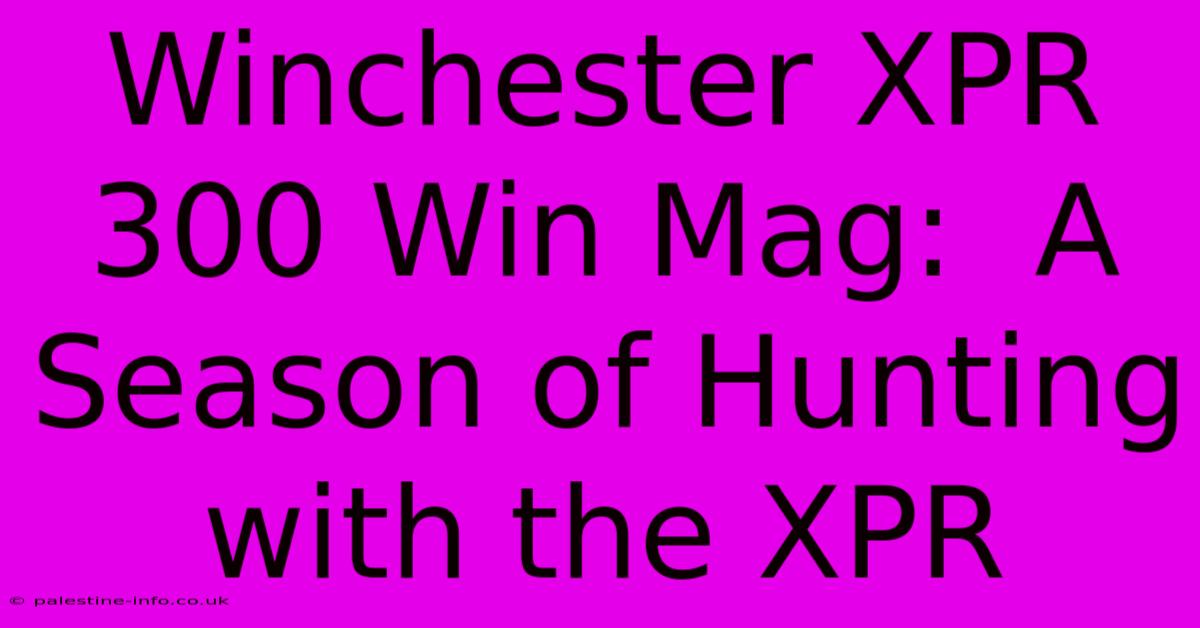 Winchester XPR 300 Win Mag:  A Season Of Hunting With The XPR