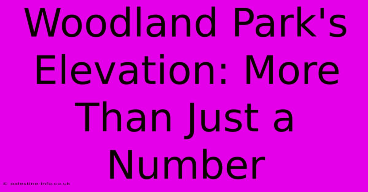 Woodland Park's Elevation: More Than Just A Number