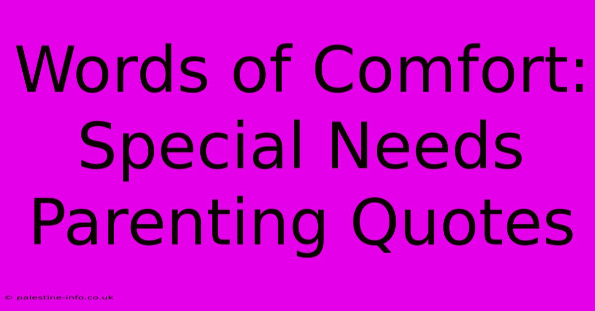 Words Of Comfort: Special Needs Parenting Quotes