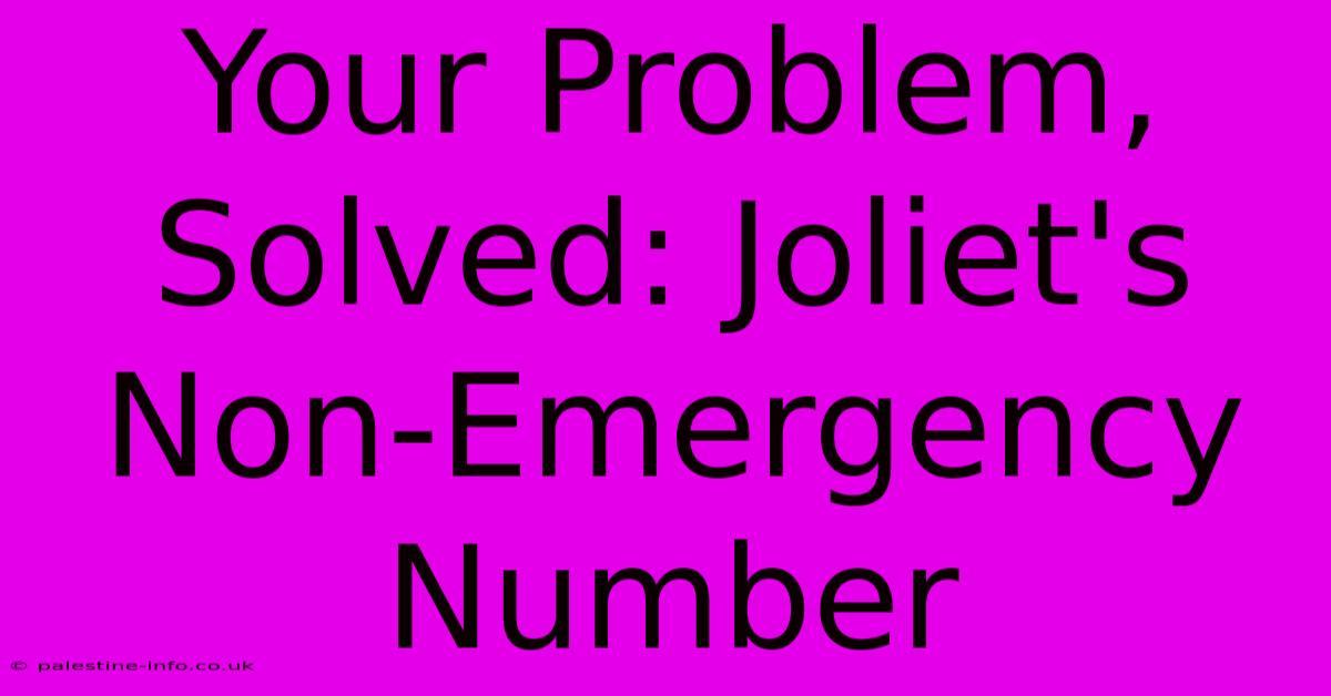 Your Problem, Solved: Joliet's Non-Emergency Number