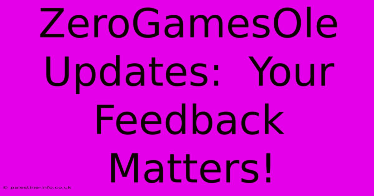 ZeroGamesOle Updates:  Your Feedback Matters!